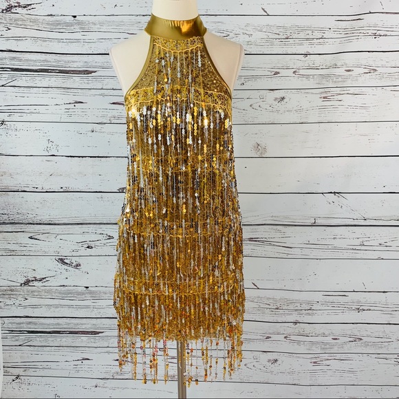 Weissman Dresses & Skirts - Gold flapper style dance costume or dress sequins